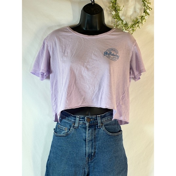 Billabong Lavender Crop Top Summer of Love T Shirt Short Sleeve Tee Medium - Picture 1 of 10